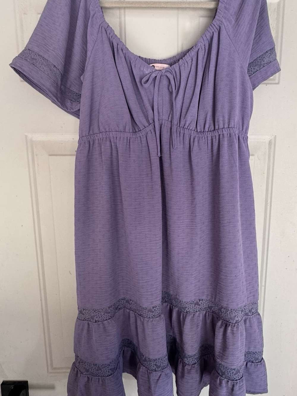 Women's Lavender Tiered Short-Sleeve Dress